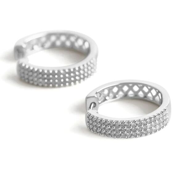 New~Elegant 2/3 Ct. Genuine Diamond Huggie Hoop Earrings - Picture 3 of 11
